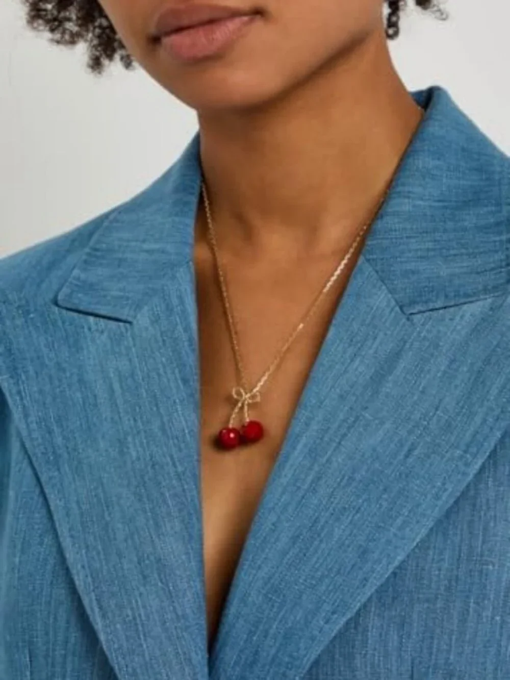 Cute Gold Cherry Pendant Necklace, Adjustable Minimalist Jewelry, Daily Wear
